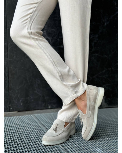 Бежевые замшевые лоферы – стиль, комфорт и качество в каждой паре! (Арт. 156-6)